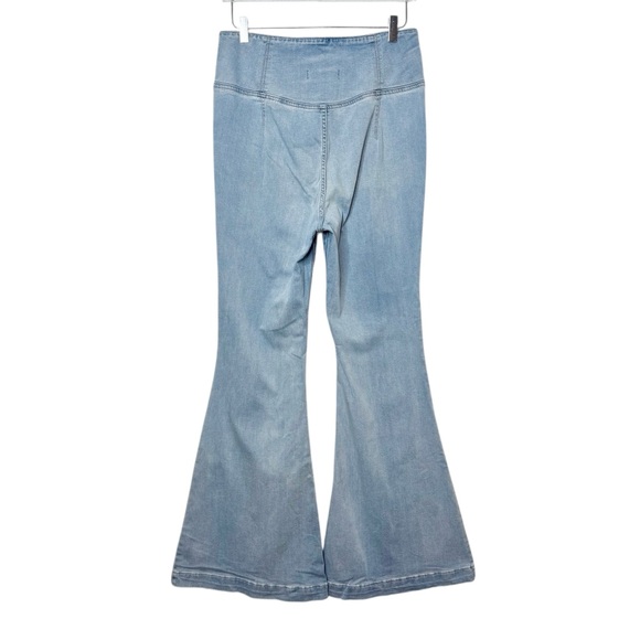 Free People Venice Beach Wrap Over Super Flare Leg Women’s Spring Blue Jeans 31 - Picture 6 of 10